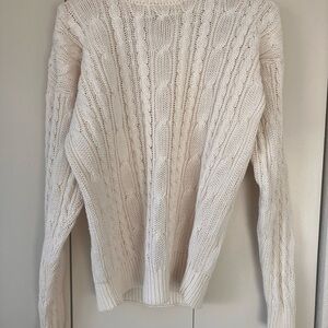 Classic Cream Cable Knit Women's Sweater Gap M